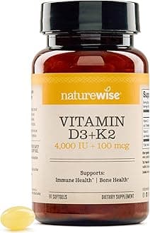NatureWise Vitamin D3 4000IU + K2 (MK7) 100mcg with Organic Extra Virgin Coconut Oil - Supports Calcium Absorption, Bone & Immune Health - Non-GMO, Soy & Gluten-Free - 90 Softgels[3-Month Supply]