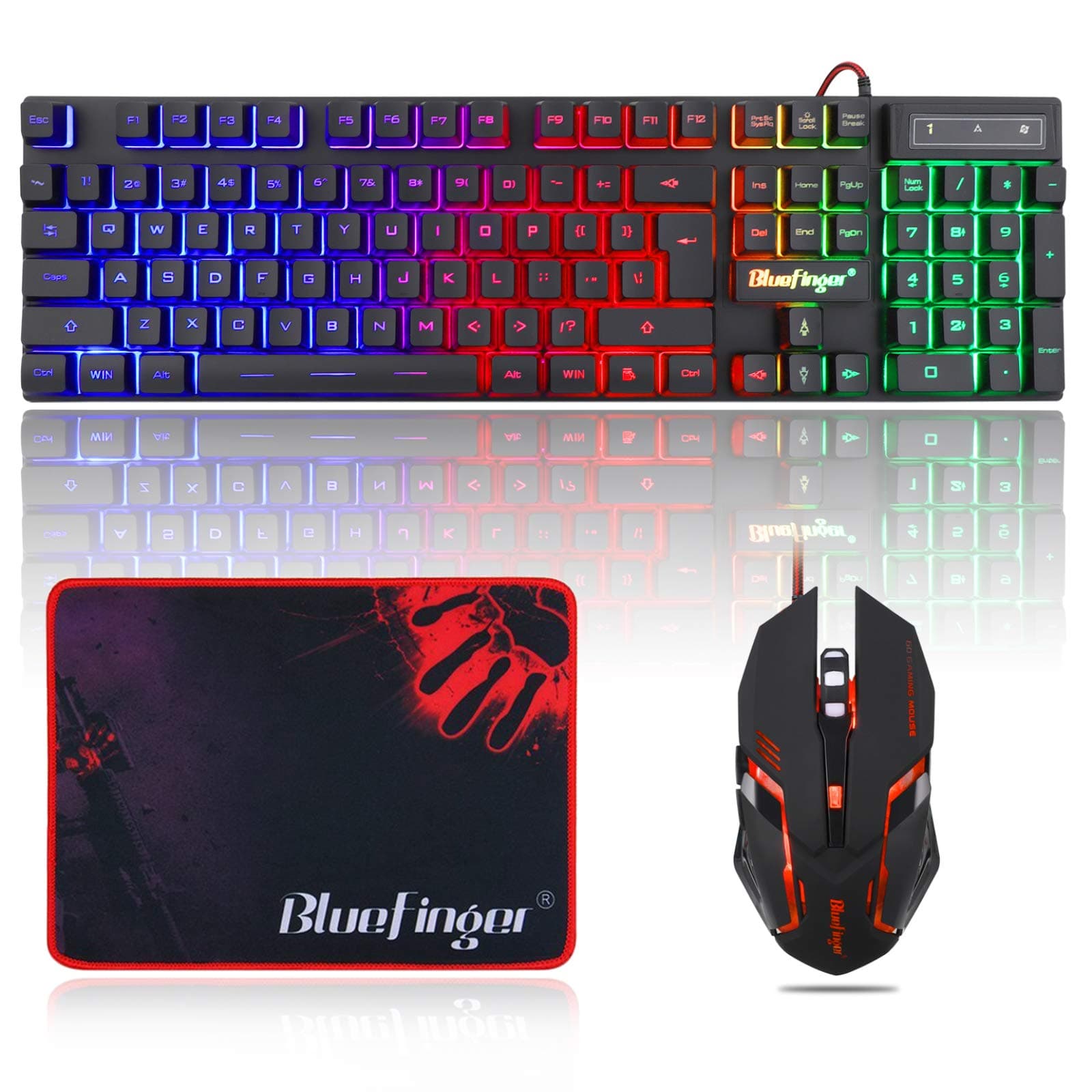 RGB Gaming Keyboard and Backlit Mouse Combo, USB Wired, LED Gaming Set for Laptop PC Computer Game and Work