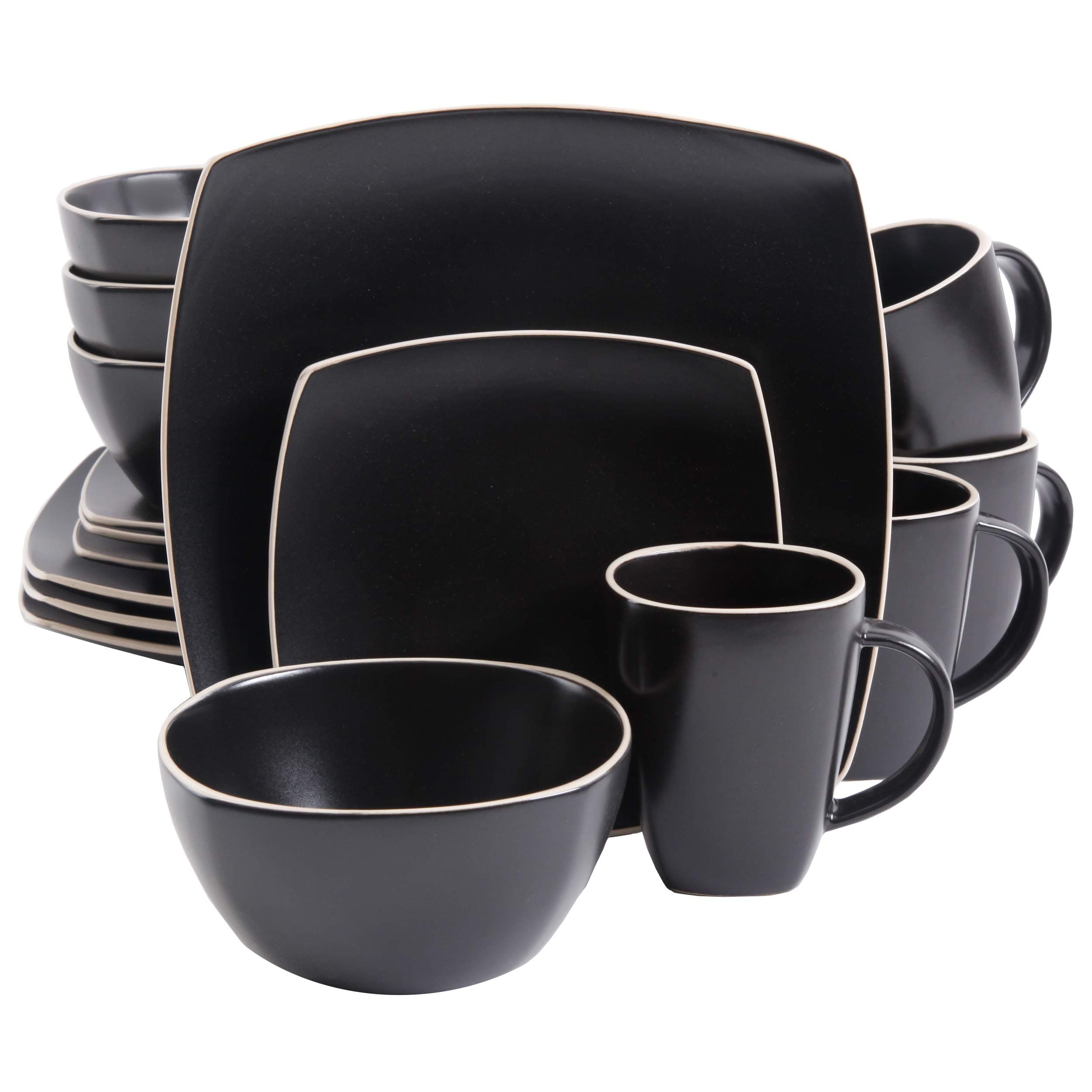 Soho Lounge Dinnerware Set, Service for 4 (16pcs), Matte Black