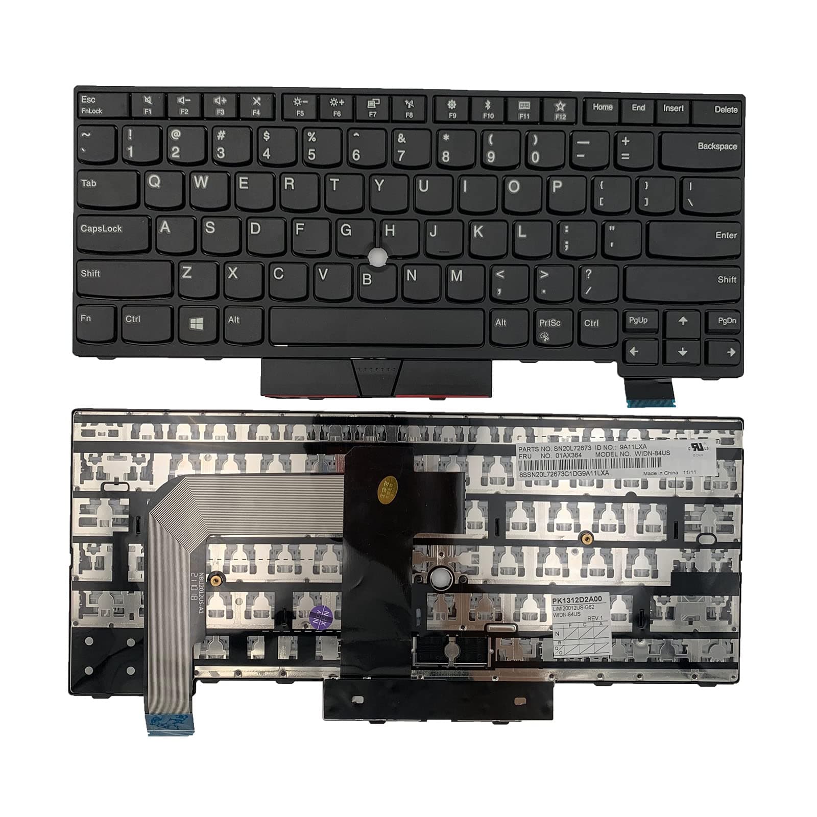Laptop Replacement US Layout Keyboard for Lenovo IBM ThinkPad T470 01AX434 SN20L72796 (Without Red Pointer)