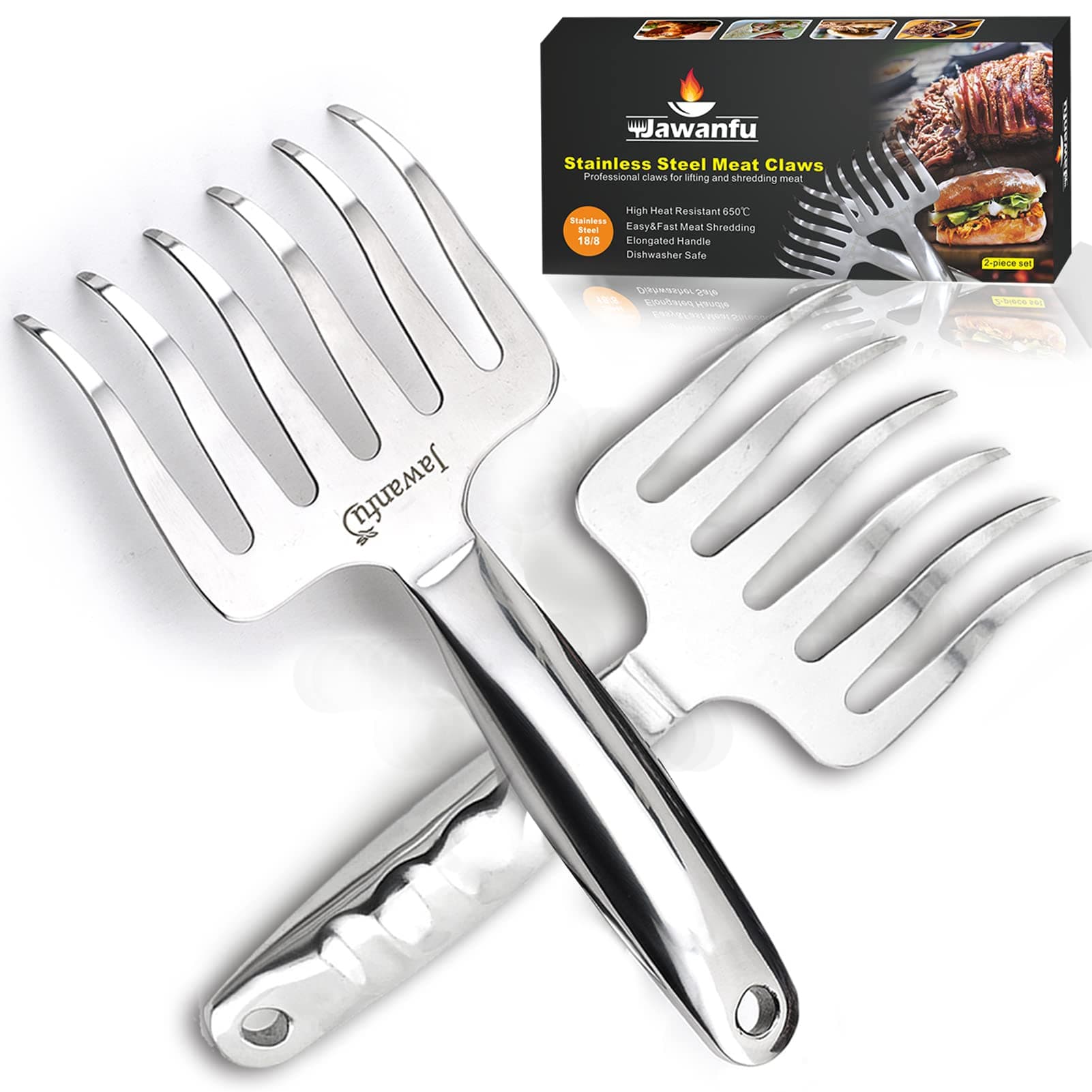 Meat Shredder Claws, 18/8 Stainless Steel Pulled Pork Tools for Shredding Meat, Effortlessly BBQ Tools For Handling, Shredding, Pulling Meat, Smoker Grilling Gifts, Pack of 2
