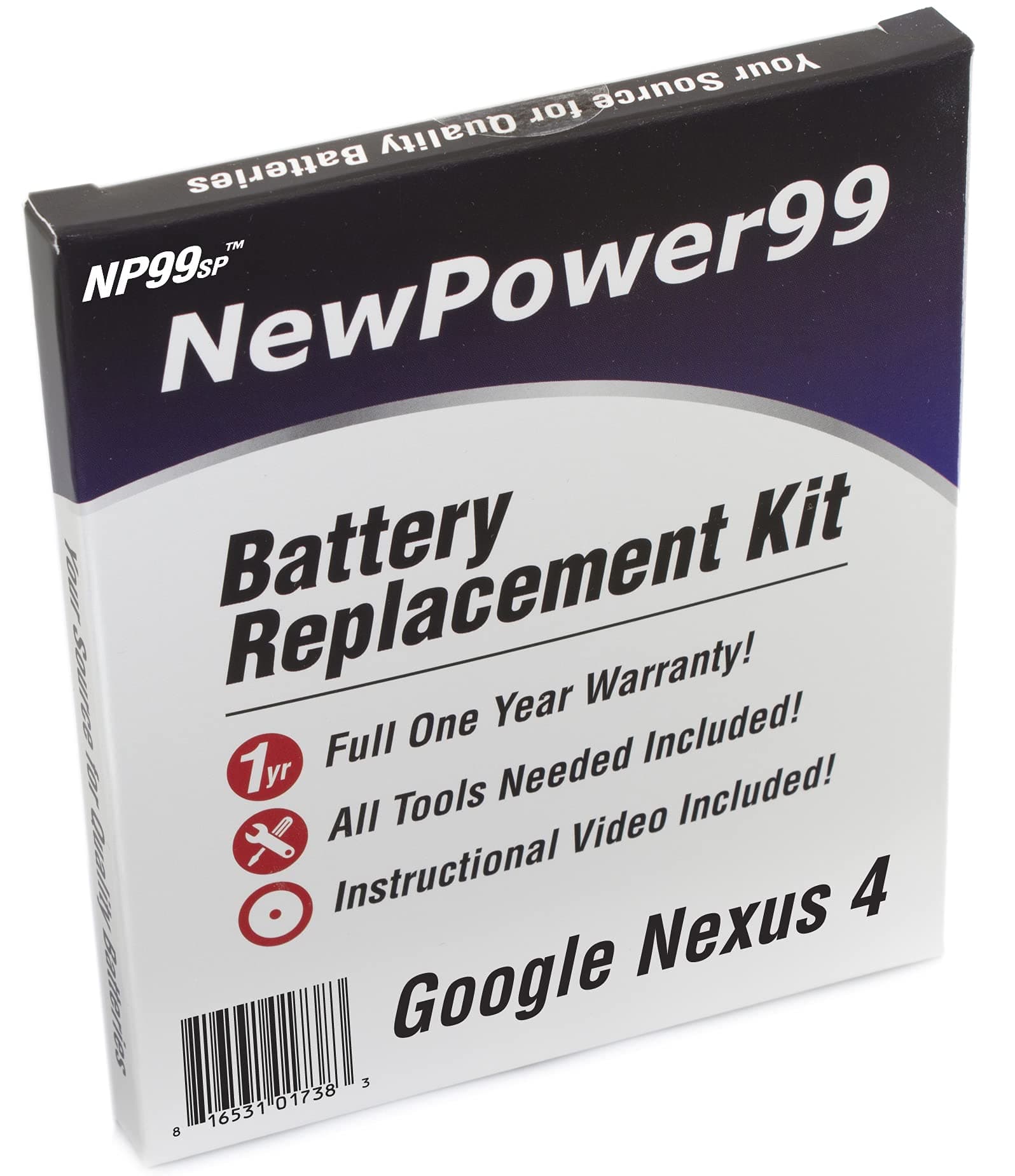 Battery Kit for LG Google Nexus 4 with Tools, Video Instructions, Long Life Battery