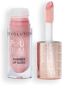 Revolution, Pout Bomb Shimmer Gloss, High-Shine Lip Gloss & Shimmer for Glossy Lips with Hyaluronic Acid & Sweet Vanilla Scent, Shine Pink, 4.5ml