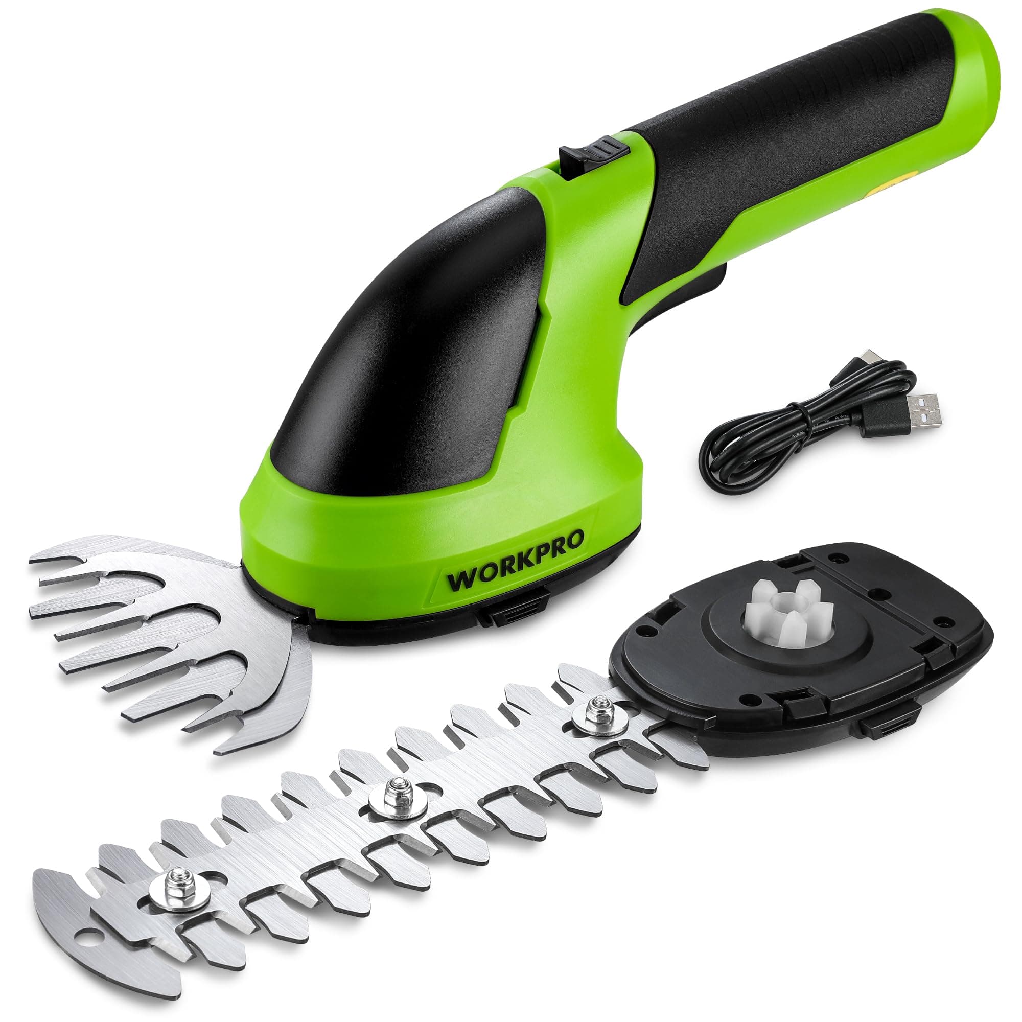 WORKPRO Cordless Grass Shear & Shrubbery Trimmer - 2 in 1 Handheld 7.2V Electric Grass Trimmer Hedge Shears/Grass Cutter Rechargeable Lithium-Ion Battery and Type-C Cable Included