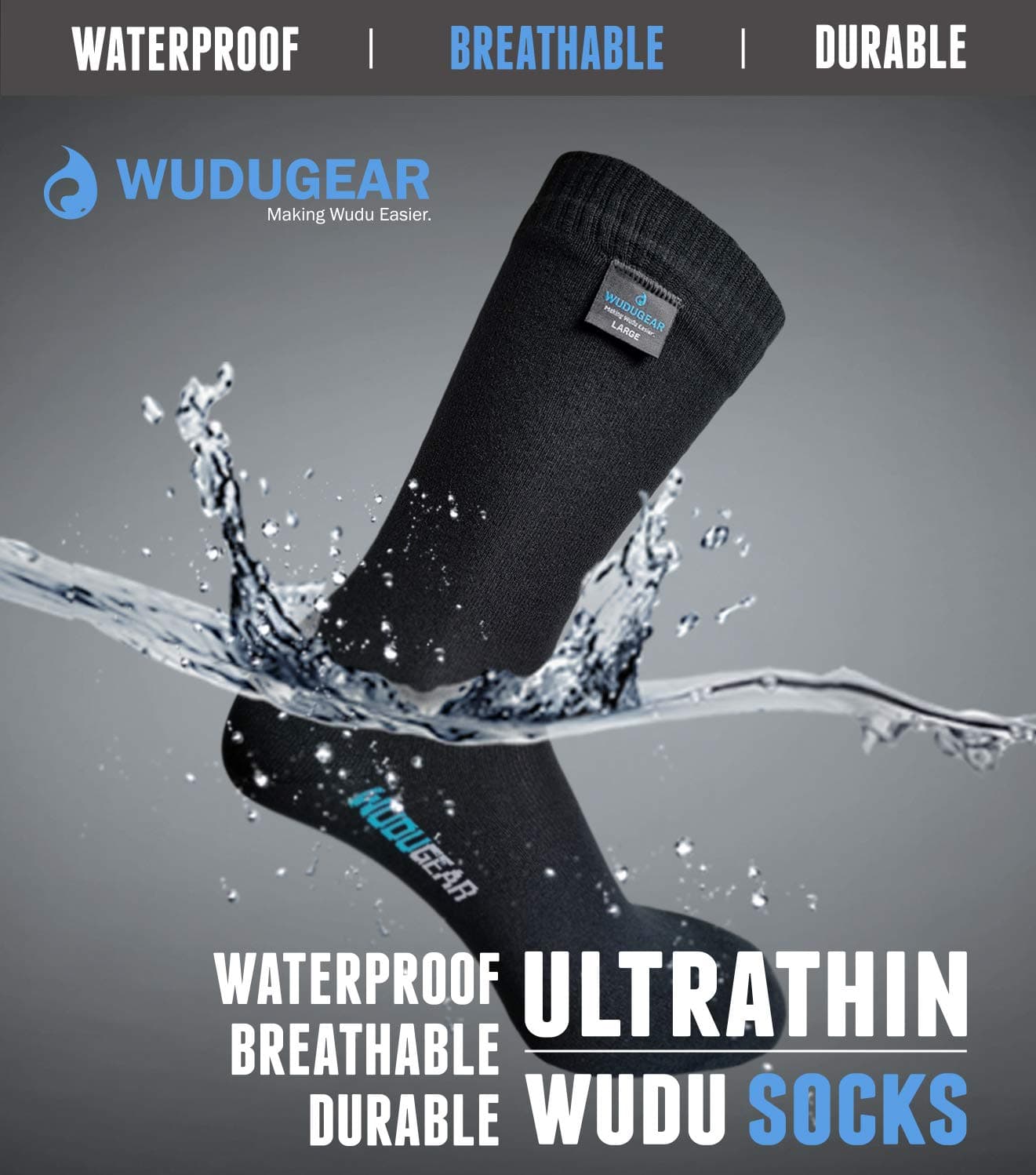 Wudhu Socks Waterproof Non Leather Khuffayn - Medium