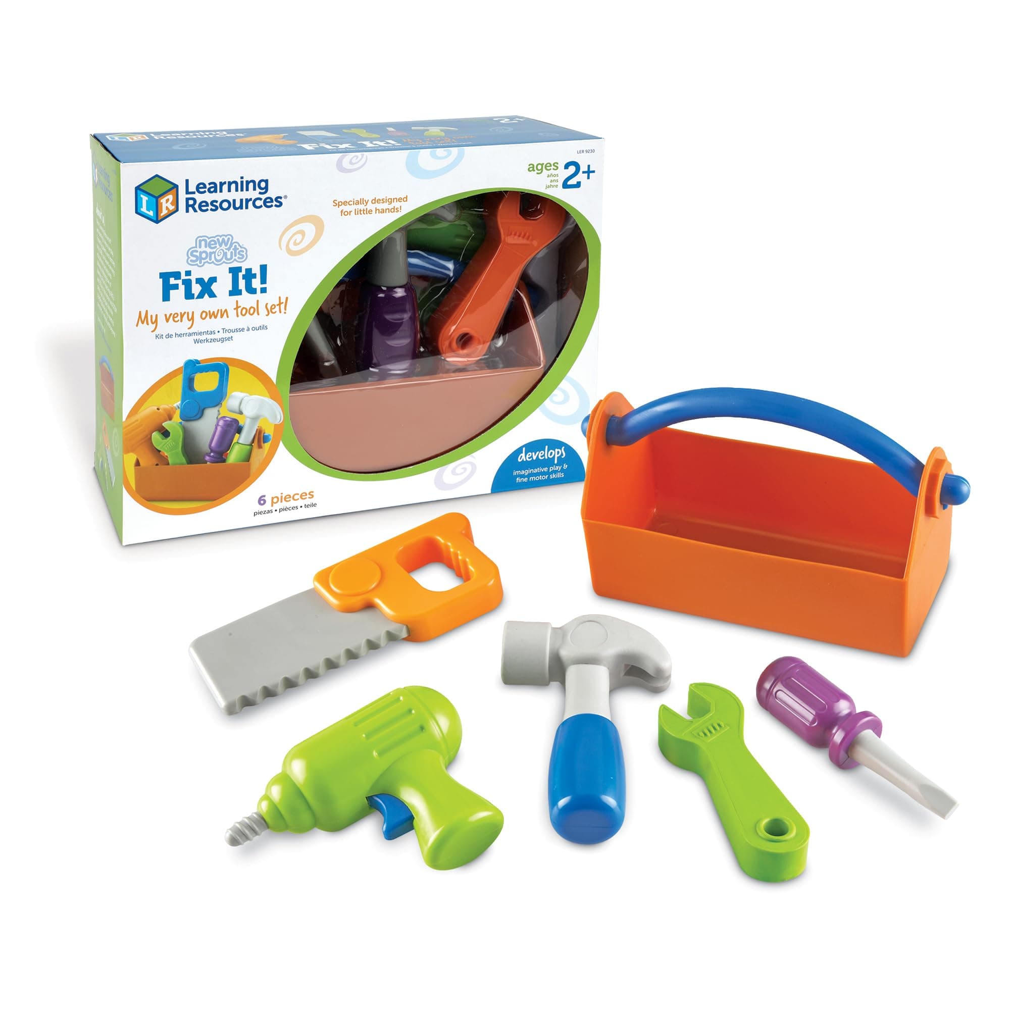 New Sprouts Fix It! My Very Own Tool Set - 6 Pieces, Ages 2+ Toddler Learning Toys, Develops Fine Motor Skills, Toddler Tool Set, First Tool Box, Kids Tool Set,Stocking Stuffers