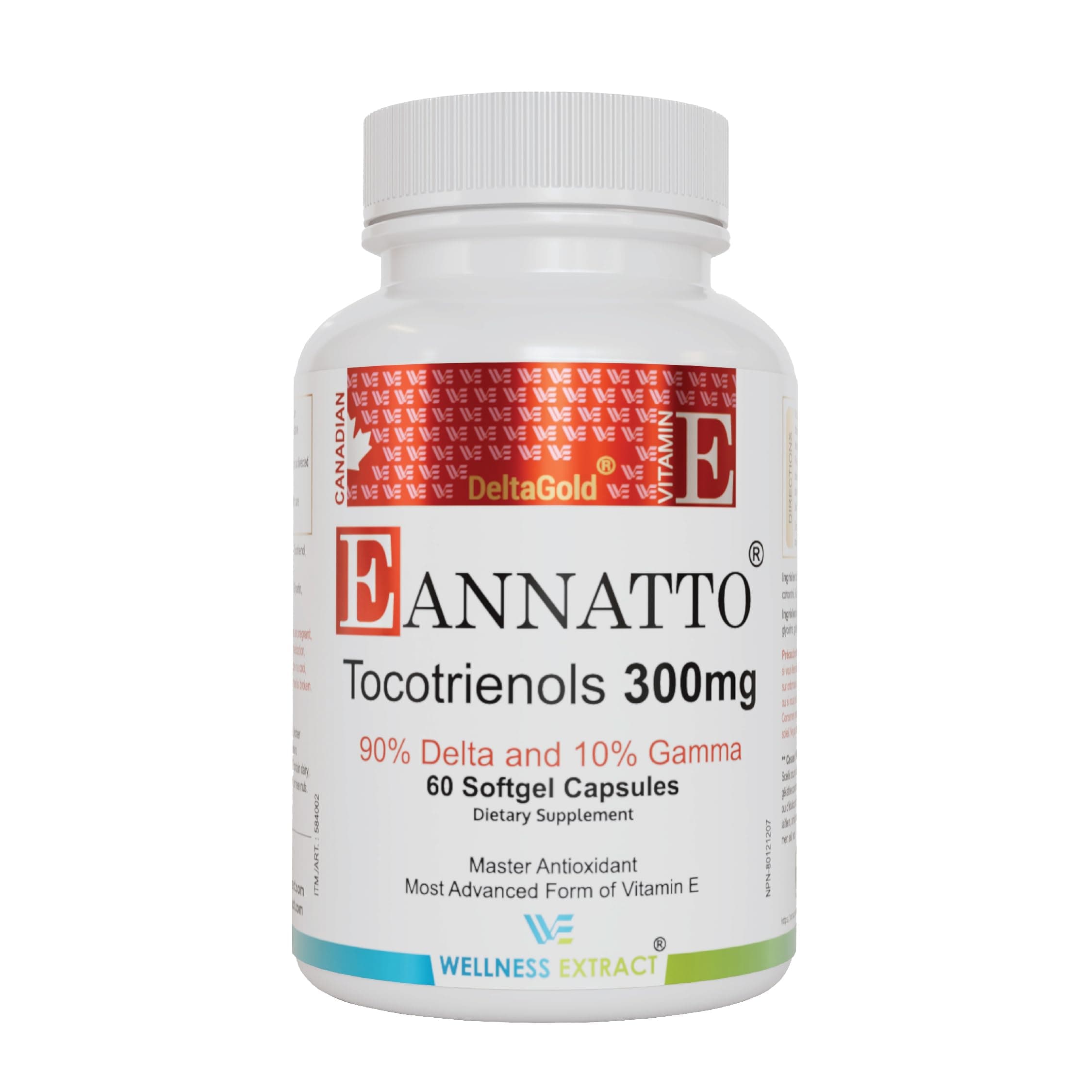 Tocotrienols Vitamin E Supplement Annatto Derived – DeltaGold, Tocopherol Free, Supports Cholesterol, Inflammation, Brain & Skin Health (300 mg, 60 Softgels)