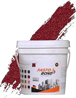 Resin Epoxy Grout - 1 Kg-3 Kg & 5 Kg - Full_Glitter-Sparkle Colors Tile Grout_Fastobond | 3 Components Only | Premixed Glitter For Uniform Finish (1 Kg, Sp. Red), 1 Bucket