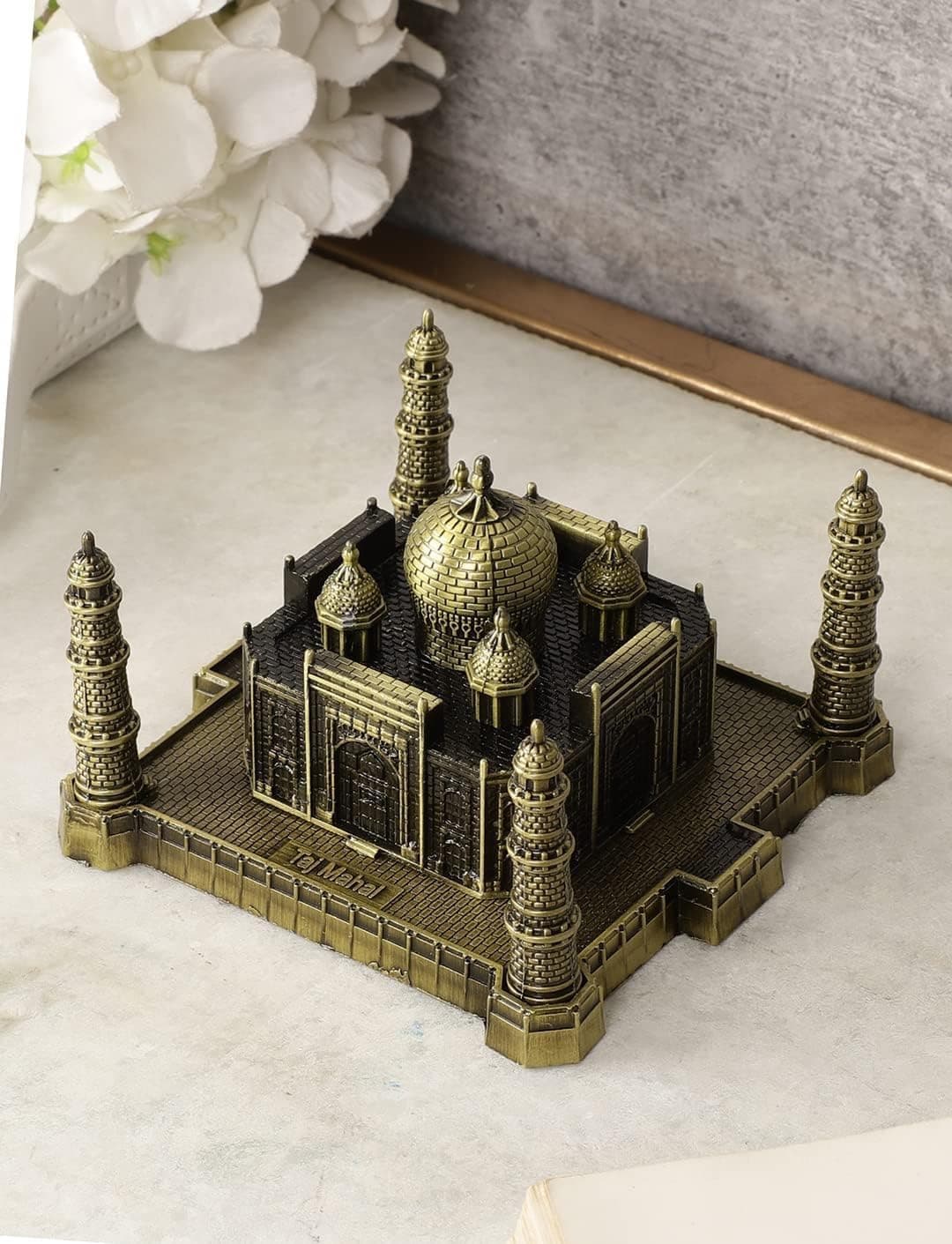 VRB Dec Brass Tm 1 Set For Statue Study Office Desk Decor Showpiece Gift Decoration Accessories Items Decorative Showpeice For Home (Taj Mahal), Bronze