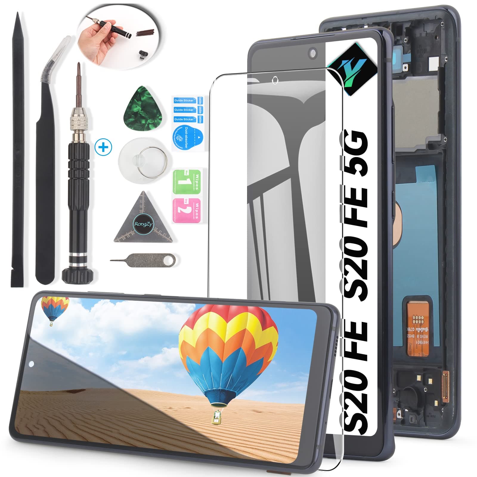 Screen for Samsung Galaxy S20 FE 2022/S20 FE 5G Screen Replacement for Samsung S20 FE SM-G781 G781B G781U G781F/DS G781W LCD Touch Display Digitizer Assembly with Tools(Black with Frame)