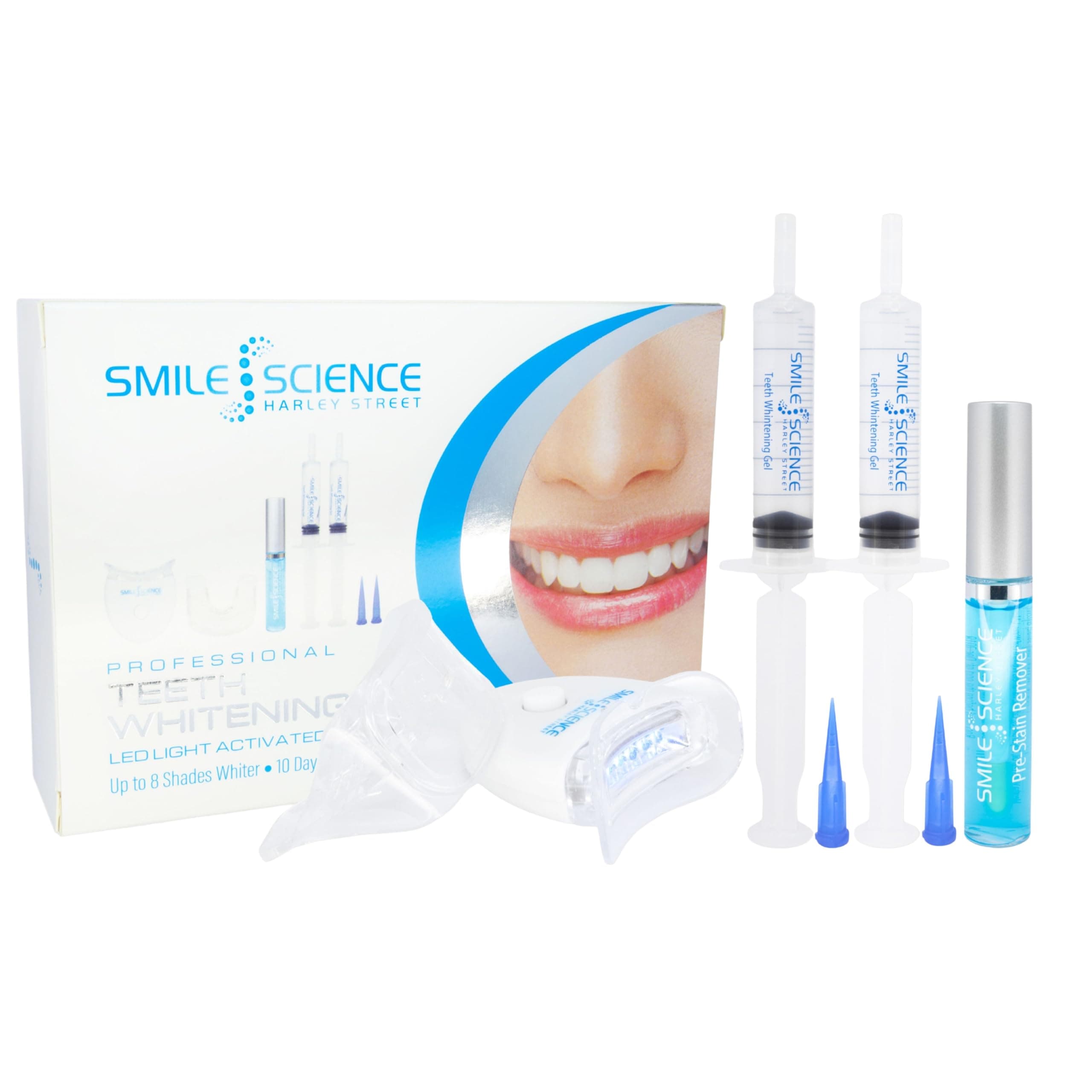 Professional Teeth Whitening Kit - Includes Two-Part Intensive Stain Removal - Upto 8 Shades Whiter - for Sensitive Teeth - Rapid Results - 100% Enamel Safe - Vegan