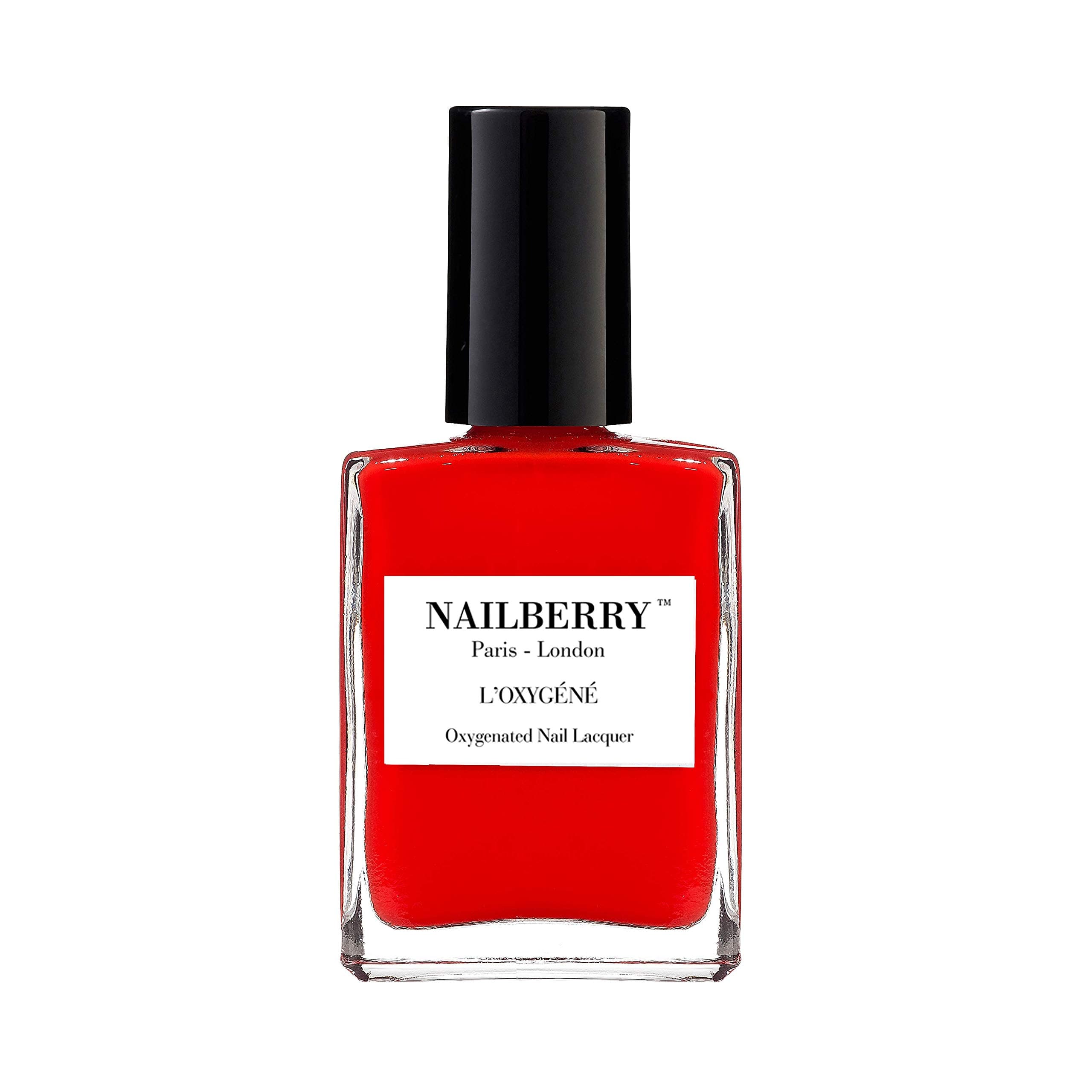 L'Oxygéné Oxygenated Nail Lacquer | Cherry Chérie | Light & Bright Red-Orange Opaque | UV Protected Long-Wear Nail Polish | 12-Free | Vegan | Certified Halal | Cruelty & Gluten Free | 15 ml