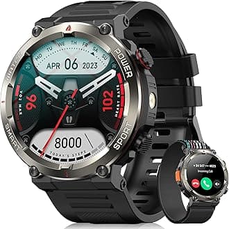 Blackview Military Smart Watch for Men, 100 Days Battery/Flashlight/Compass/120+ Sports/Bluetooth Calls, Outdoor Fitness Tracker with Heart Rate SpO2 Sleep, IP68 Waterproof Smartwatch for iOS Android