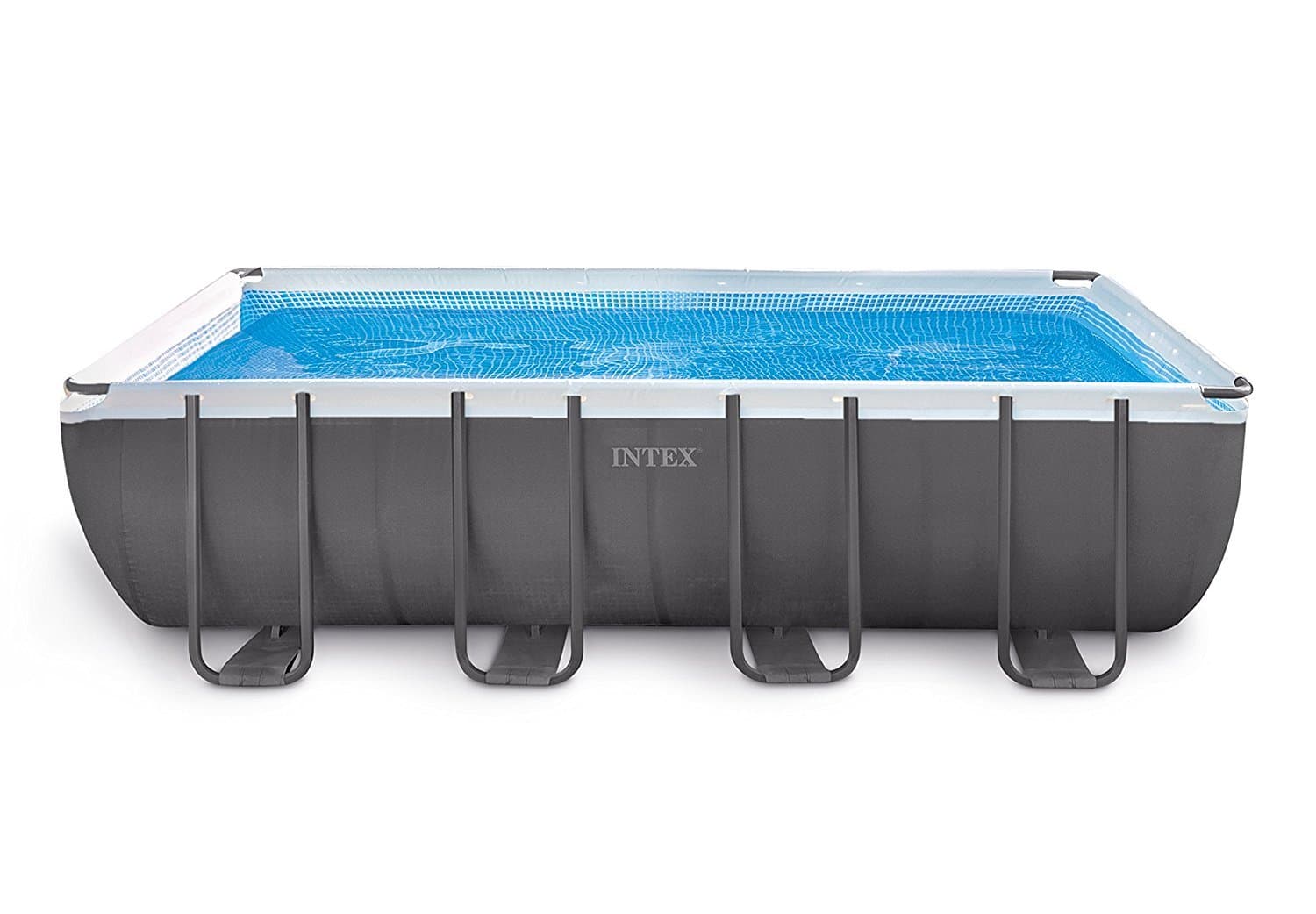 Intex 18ft x 9ft x 52 inches Rectangular Swimming Pool Ultra Frame Design with Sand Filter, Ladder, Ground Cloth and Pool Cover 2018 Model with factory fitted UK 3 pin plug