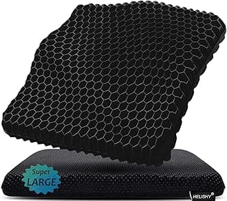 Seat Cushion, Gel Seat Cushion for Long Sitting (Super Large & Thick) - Sciatica, Back, Coccyx, Pressure Sore, Tailbone Pain Relief - Cool, Soft & Breathable Pillow with Non-Slip Cover for Wheelchair