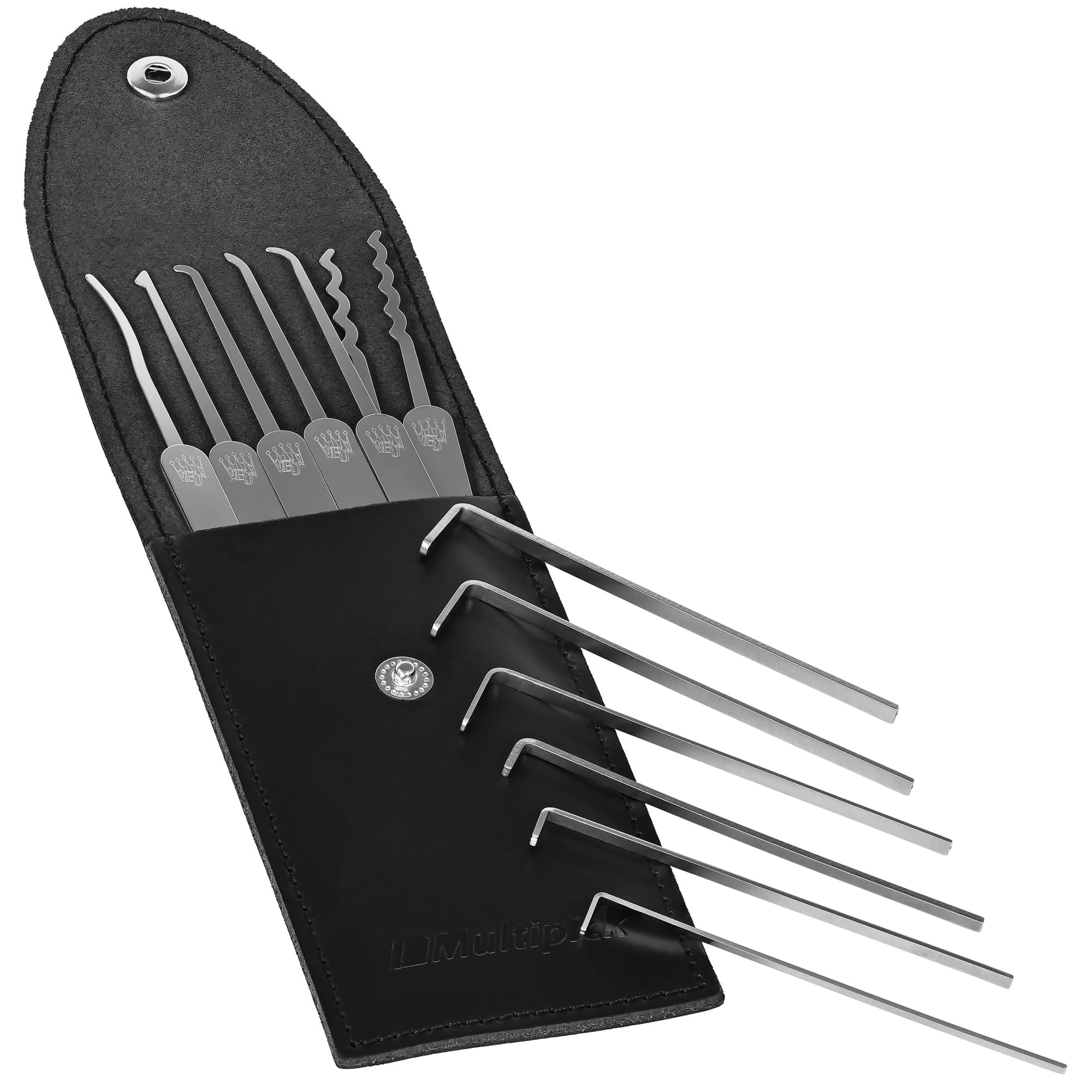 Multipick Elite 13 Profi Lockpick Set [13 Pieces] - Lock Picking Tools - German Precision - Lockpick Tools & Kit - For European Lock Cylinders - Black & Grey