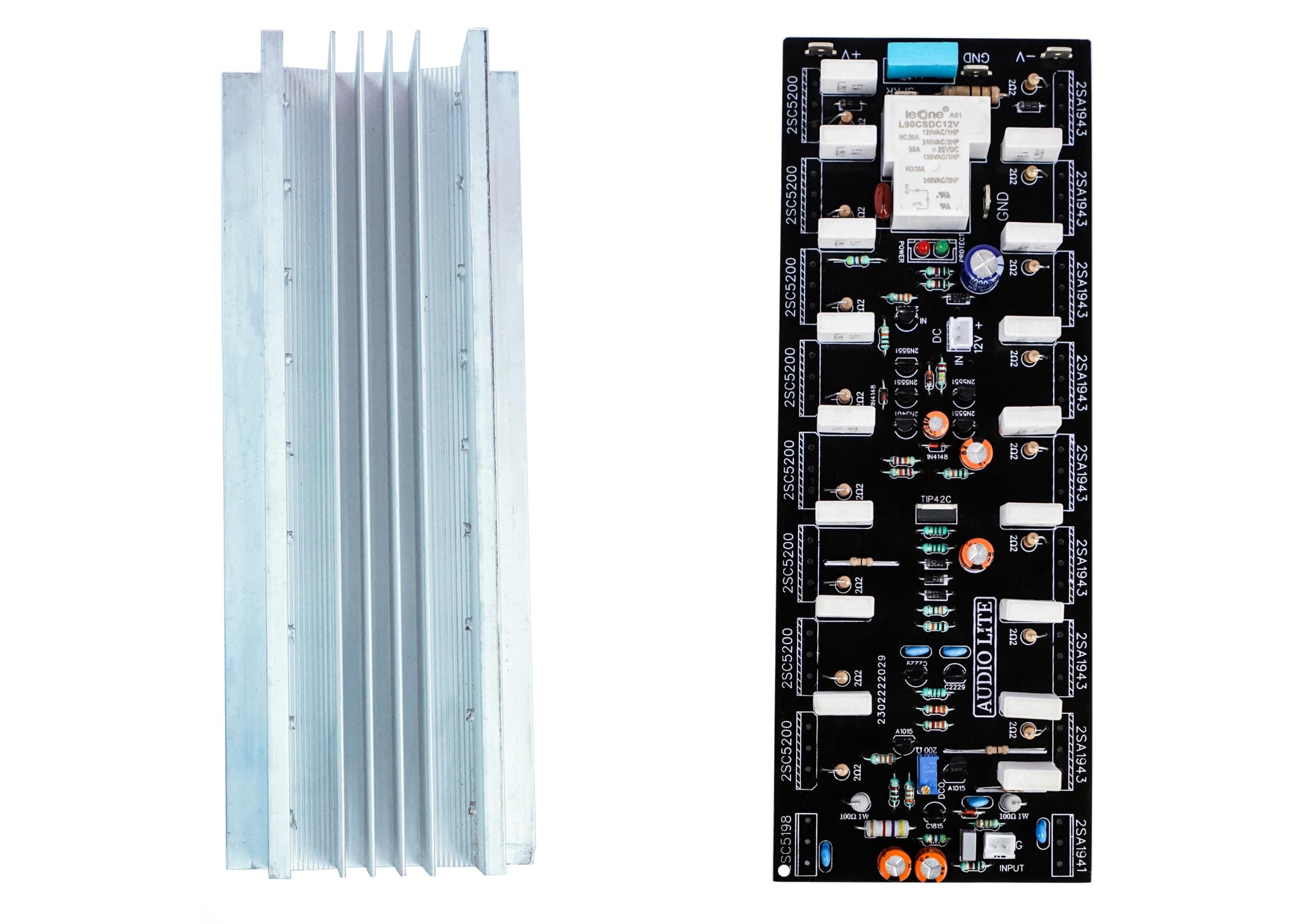 AUDIO LITE 800W RMS Mono Amplifier Board Using 2SC5200 + 2SA1943 With Speaker Protection (Driver Sec + Heat Sink)