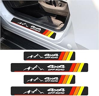 4PCS Tri-Color Door Sill Protectors, Carbon Fiber Door Threshold Protection, Front/Rear Door Sill Plate Step Guard, Anti-Scratch Entry Guard Sticker for Tacoma TRD 4Runner Tundra (Tricolor Off Road)