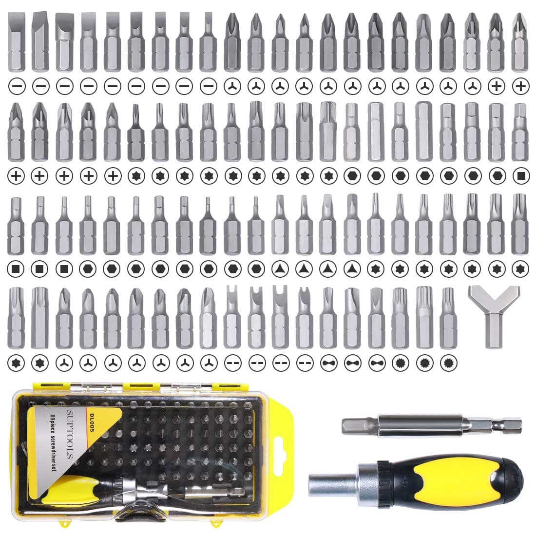 89 in 1 Ratcheting With Bits-Multifunctional Screwdriver Kit With Replaceable Drill Bit Sets-Professional Tool Kit With Case For Doors Furnitures£¨87 Bits£