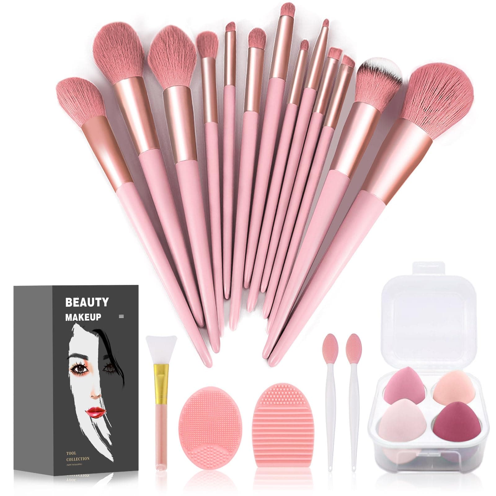 Koccido Makeup Brushes 22 Pcs Makeup Kit,Foundation Brush Eyeshadow Brush Make up Brushes Set (Pink, 22 Piece Set)