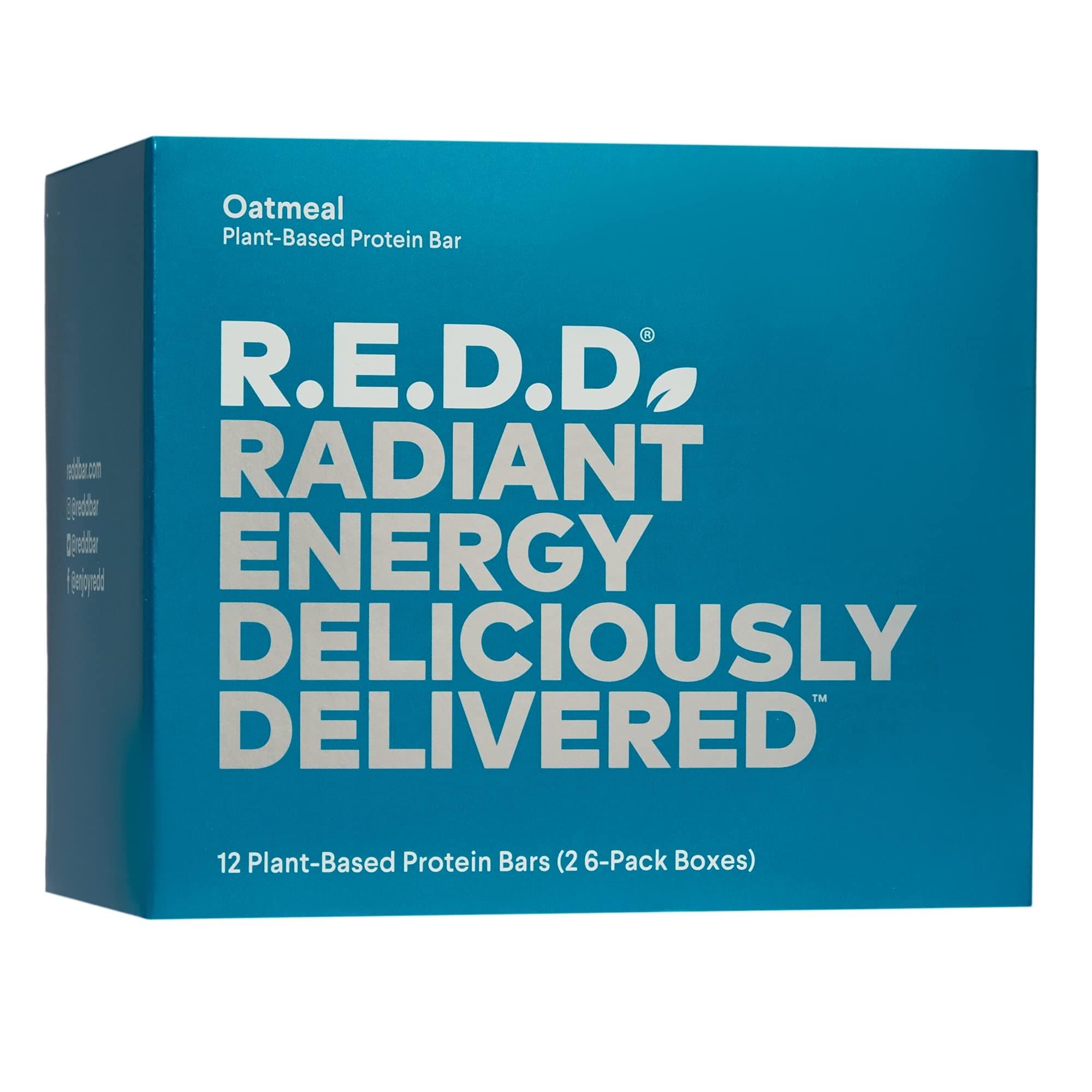 R.E.D.D. Bar, Oatmeal Vegan Protein Bar, Low Sugar, Gluten Free, High Fiber, Adaptogens and Superfoods, 6 Bars
