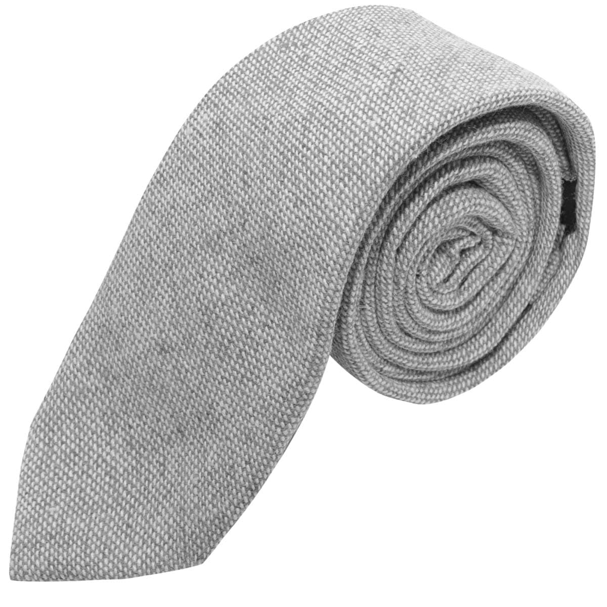 King & PrioryHighland Weave Stonewashed Light Grey Necktie