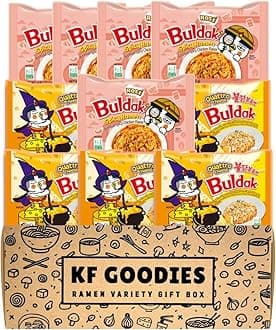 KF GOODIES Korean Ramen Variety Pack Gift Box (10 Count) – Spicy Buldak Noodle Assortment for Birthdays, College Care Packages, Office Snacks, and Gift Baskets