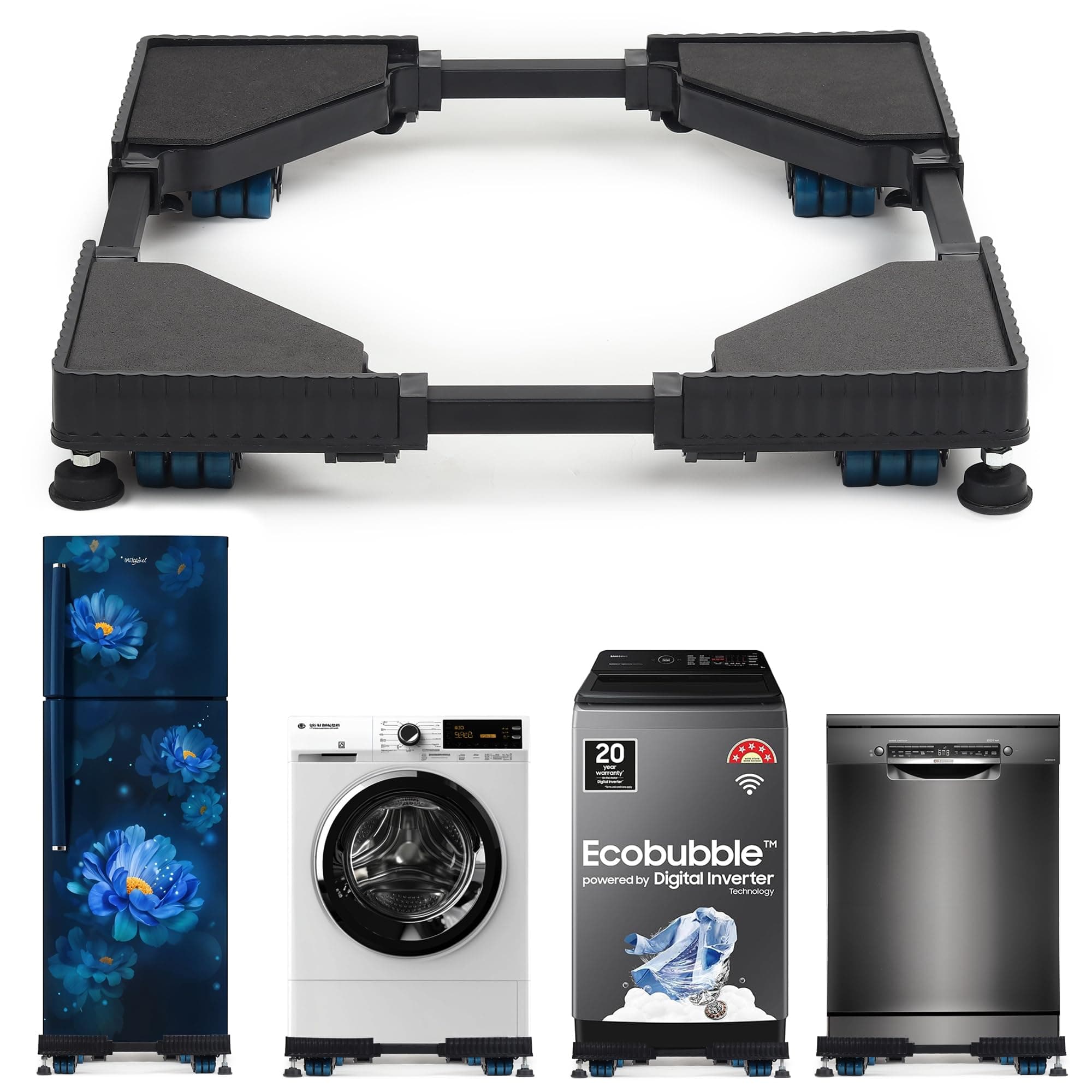 Premium Heavy Duty Adjustable 24 Wheel Stand/Trolley/Suitable for Front & Top Load Washing Machine/Refrigerator/Dishwasher/Capacity Upto 250 KG Washing Machine 7 kg