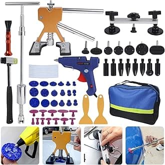 Auto Body Dent Repair Kit,66 PCS Paintless Dent Removal Kit,Car Dent Repair Puller with Golden Dent Puller,T-Bar Puller,Bridge Puller for Automotive Dents/Door Dings/Hail Damage Removal