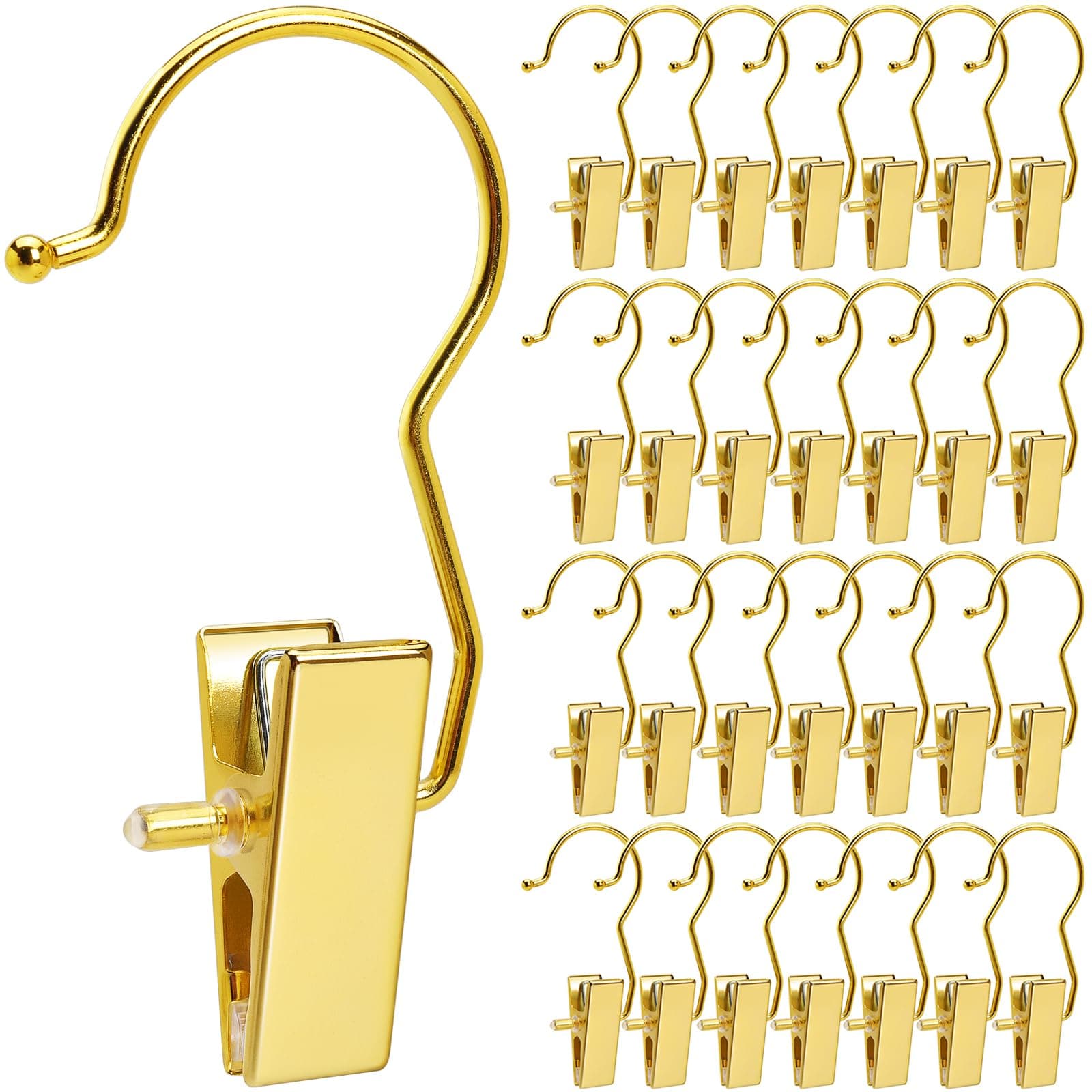 Amber Home 24 Pack Gold Boot Clips for Closet, Boot Hangers with Hooks, Boot Holder, Laundry Hooks, Clothes Pins, Portable Home Travel Hangers for Hat, Towels, Bras, Socks(Gold, 24 PCS)