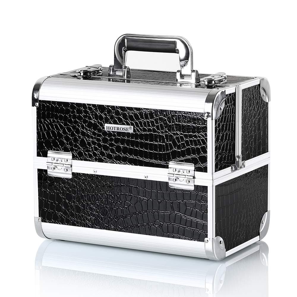 Hotrose Extra Large Space Storage Beauty Box Make up Nail Jewelry Cosmetic Vanity Case (Black 2)