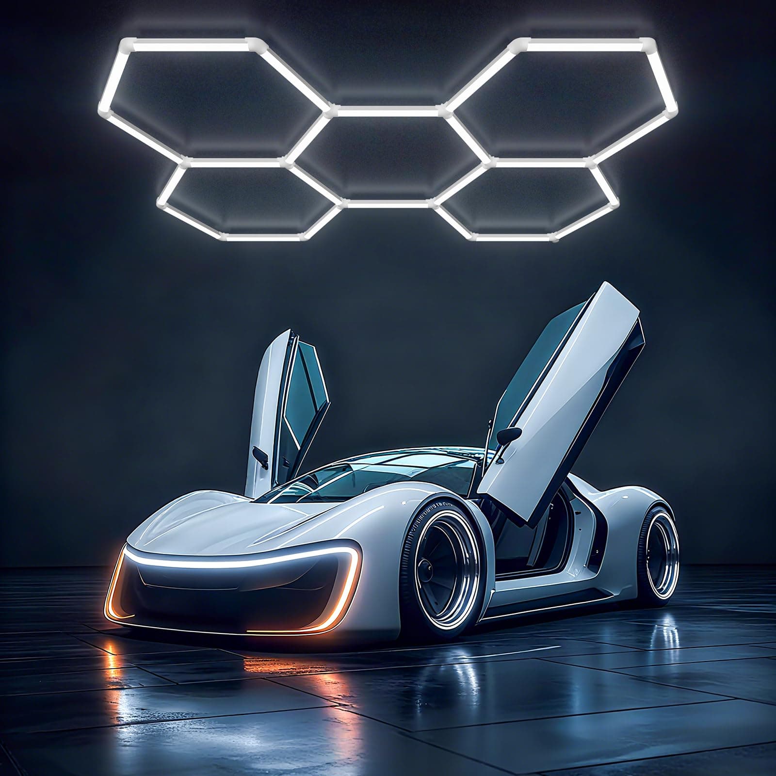 Hexagon Garage Light - 25 Pack Garage Lights Ceiling Led Hexagon,5000k Daylight White Honeycomb Lights Ceiling for Gym,Warehouse,Car Detailing Shop,Super Market