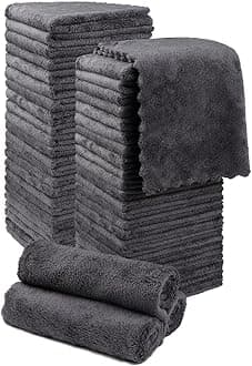 Orighty Premium Washcloths 48 Pack, Ultra Soft Towel Sets 12 x 12 inch, Absorbent & Quick Drying Coral Velvet Washcloth, Multi-Purpose Wash Cloths & Hand Towels for Bathroom, Hotel, and Gym (Grey)