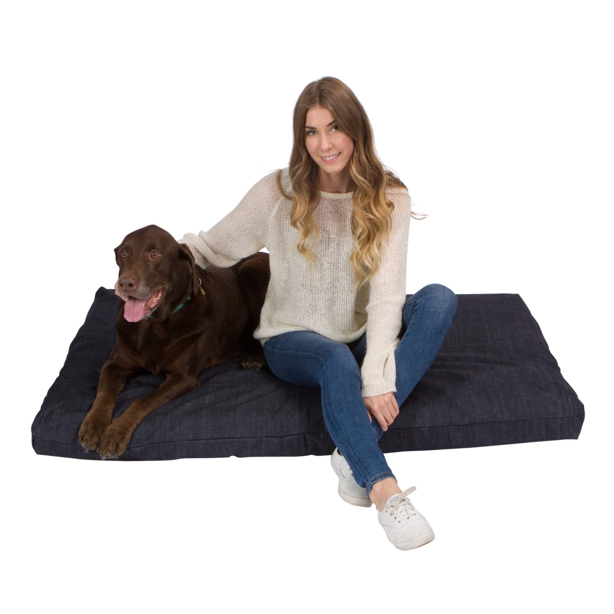 Pet Support Systems XL Orthopedic Memory Foam Dog Bed - 100% Made in USA - Luxury Washable Pet Bed - X-LARGE 40"x35"x4" (Blue Denim)
