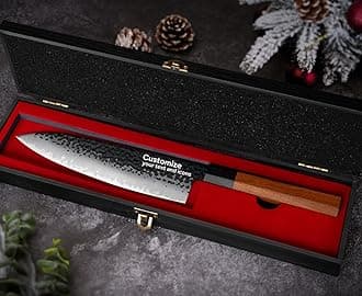 Personalized Gifts for Men Engraved Custom Japanese Knife, Hand Forged High Carbon Steel Chef Knife With Rosewood Handle, Birthday Day Gifts for Your Loved Ones (Sandalwood Gift Box)