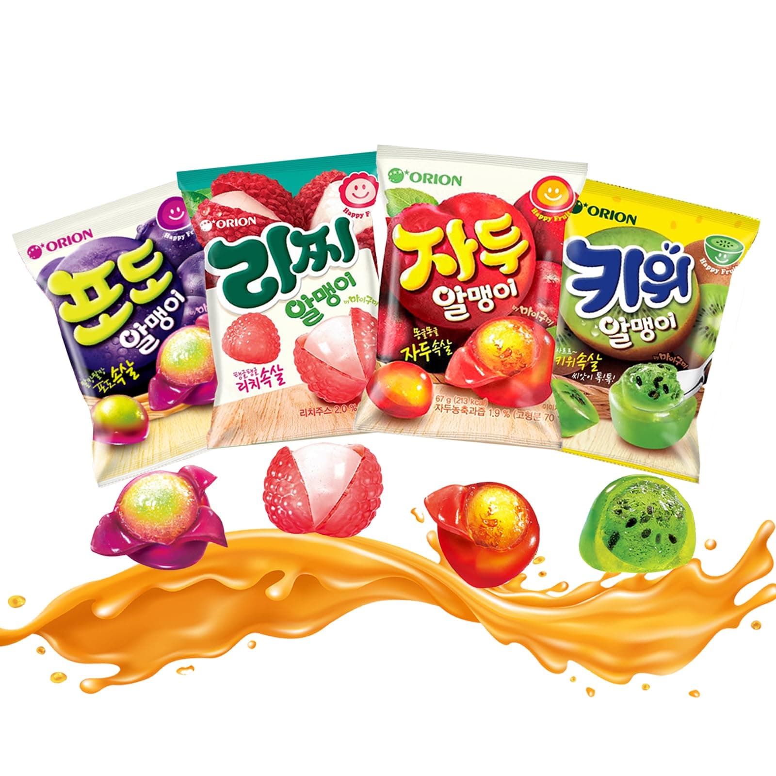 Fruit Peelable Candy - 4D peelable Gummies, 9.46oz Jelly Filled Gummies, Gluten Free Individually Wrapped Korean Snacks, Sweet Crystal Fudge for Party Father's Day Gifts (4 Bags)