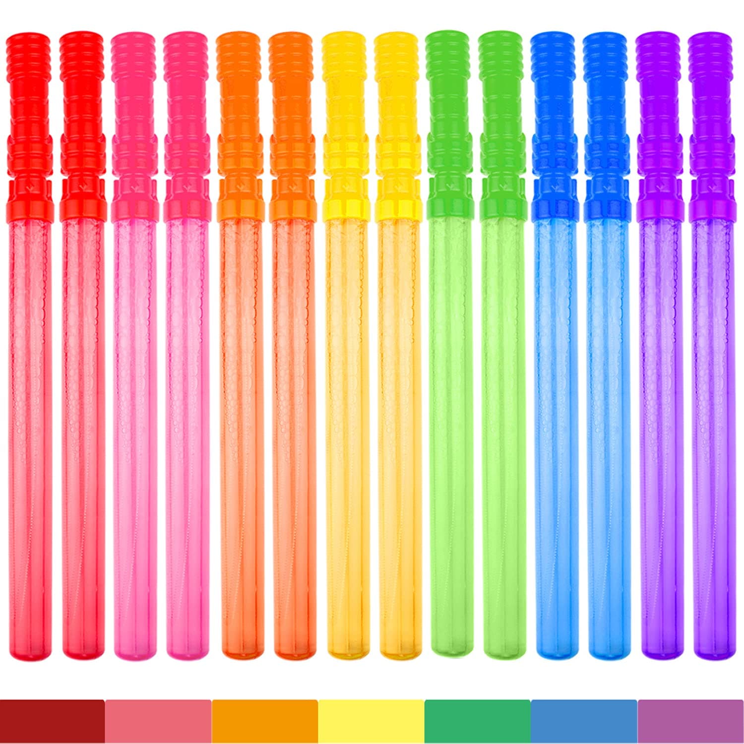 Bubble Wand, 14" Big Bubble Wand Set(14 Pack 7 Colour), Non-Toxic Smelless Bubble Toy for Kids Child Birthday Party Favor Wedding Summer Outdoor Activity Bathroom Bath Toys, by MAPIXO