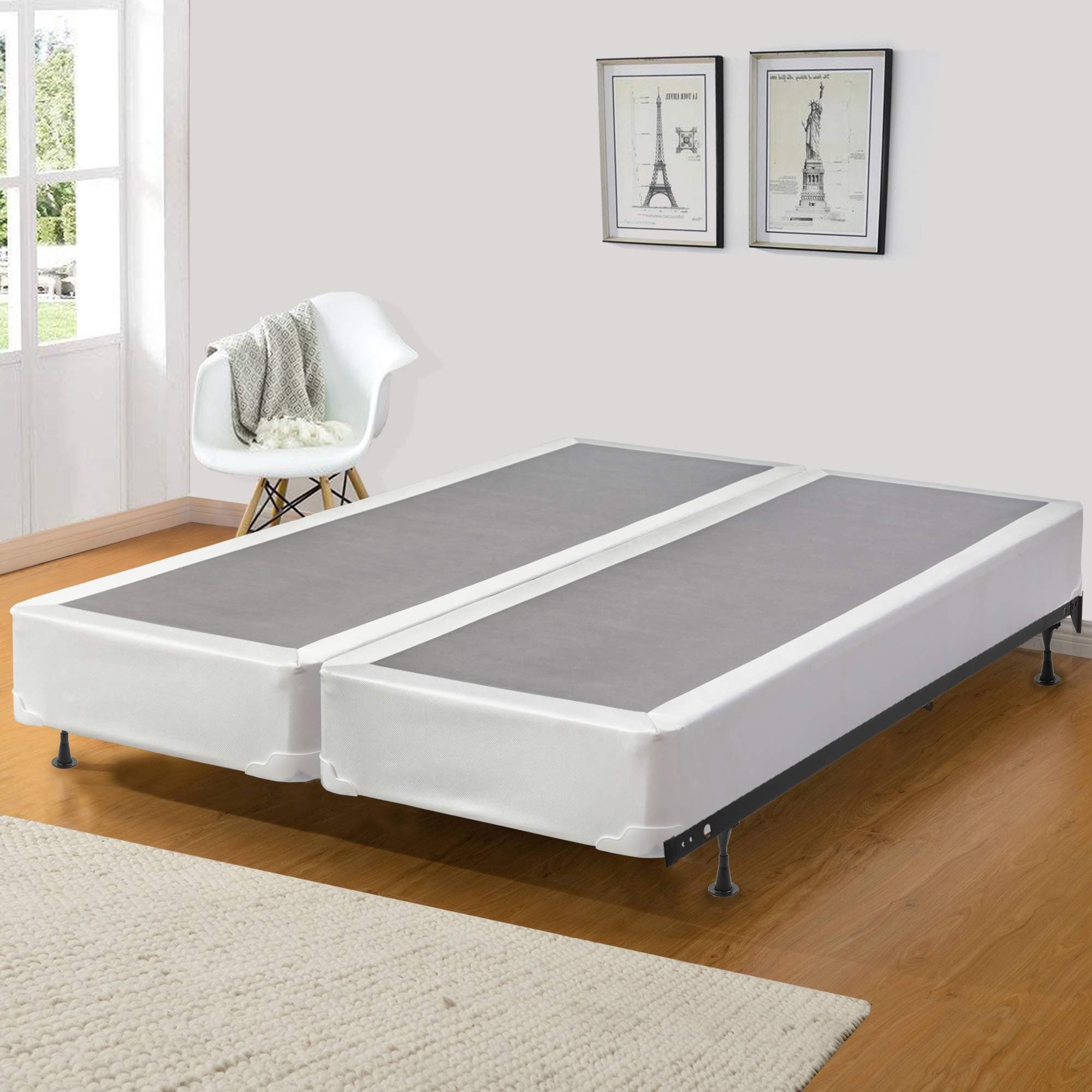 Mattress Solution, 480y-5/0-3s, Size, Pedi 8" Fully Assembled Split Box Spring / Foundation Extra Pedic Collection, Queen, White/Gold