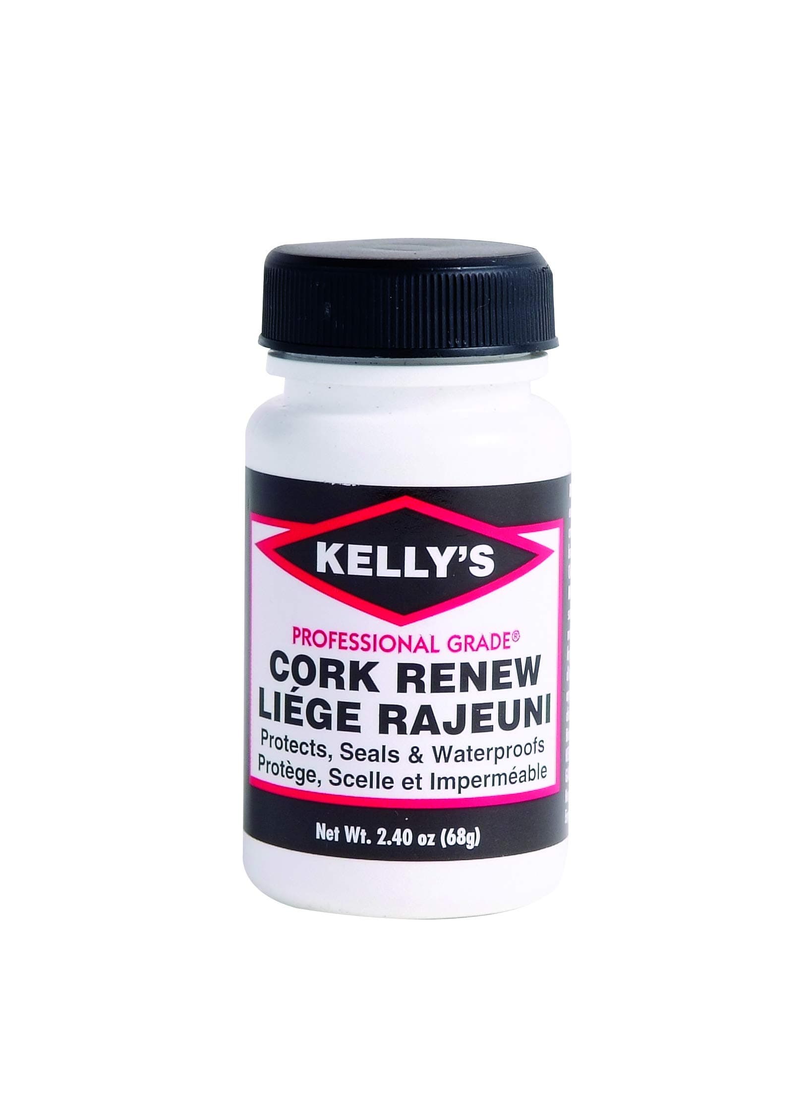 Kelly's Cork Renew Sealer (2.2 fl oz) - Waterproof & Protect Cork Surfaces w/ Brush Applicator - Water Based Formula Dries Clear, Prevents Drying & Breaking Down of Sandles, Shoes, Fishing Rod, Coasters