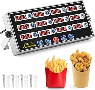 1 Pack Commercial 12 Channel Digital Kitchen Timer, Multi-Countdown Timer with Loud Alarm & Large LCD Display, Wall Mount or Countertop for Restaurant, Fry Station, Baking & Lab Use