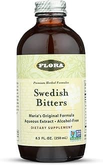 Flora Swedish Bitters - Vegan Digestive Health Supplement - Maria's Original Formula - Includes Angelica Root, Valerian Root, Myrrh Resin & More - Non-GMO & Kosher - 8.5 fl. oz Glass Bottle