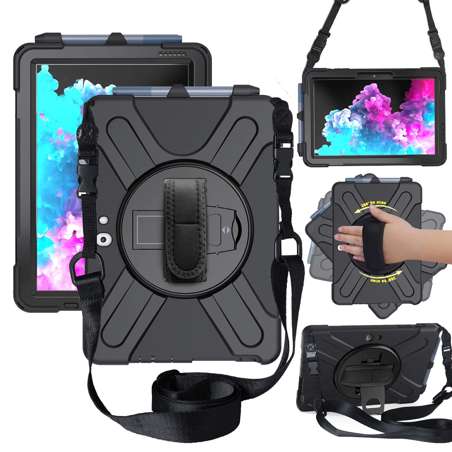 Case for Microsoft Surface Go 4 (2023) 10.5 Inch/Surface Go 3 / Surface Go 2 / Surface Go (2018), Heavy Duty Protective Case, Not Compatible with Type Cover Keyboard, Black