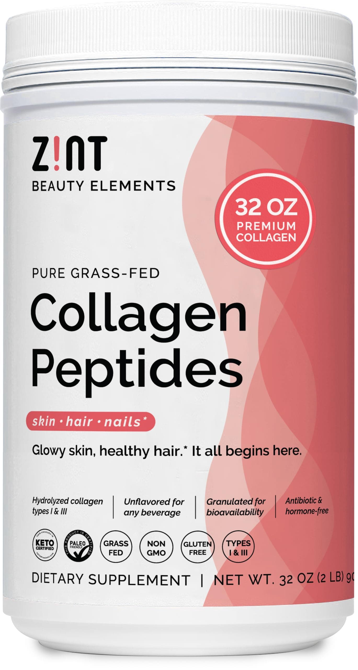 Pure Grass-Fed Collagen Peptides, Unflavored, 32 oz (907 g)
