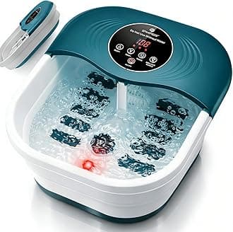 Foot Spa Bath Massager with Heat, Bubble Jets, Red Light & Timer, Pedicure Foot Spa with 95-118℉ Temperature Control, 8 Shiatsu Rollers, Pumice Stone, Gift for Women,Men,Dad