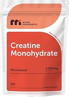 Creatine Monohydrate 5,000mg, 500 Capsules | Pure Creatine Pills – Micronized + Unflavored Powder Source, Easy Absorption | Keto, Non-GMO