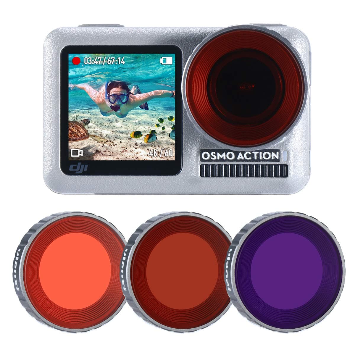 ULANZI OA-9 3 Pack OSMO Action Diving Filter for DJI Osmo Action Camera Accessories Super Suit Dive Housing – Red, Purple, Magenta Diving Filters for Underwater Video and Photographers