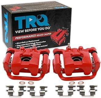 TRQ Rear Brake Caliper Set Painted Red Brackets Compatible with 2007-2012 Nissan Altima 2007-2008 Maxima