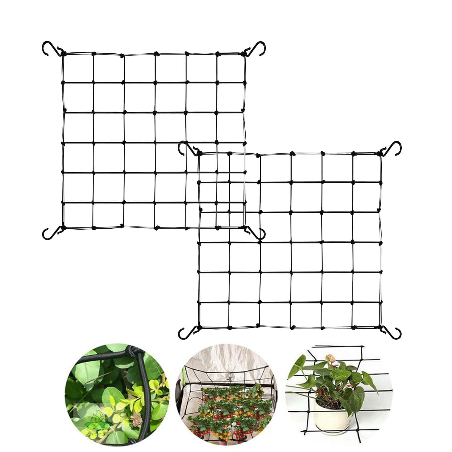 METCRY 2-Pack 2x2FT Elastic Trellis Netting with Hooks for Grow Tents,Suitable for trellising Bean, peas, Climbing Plants