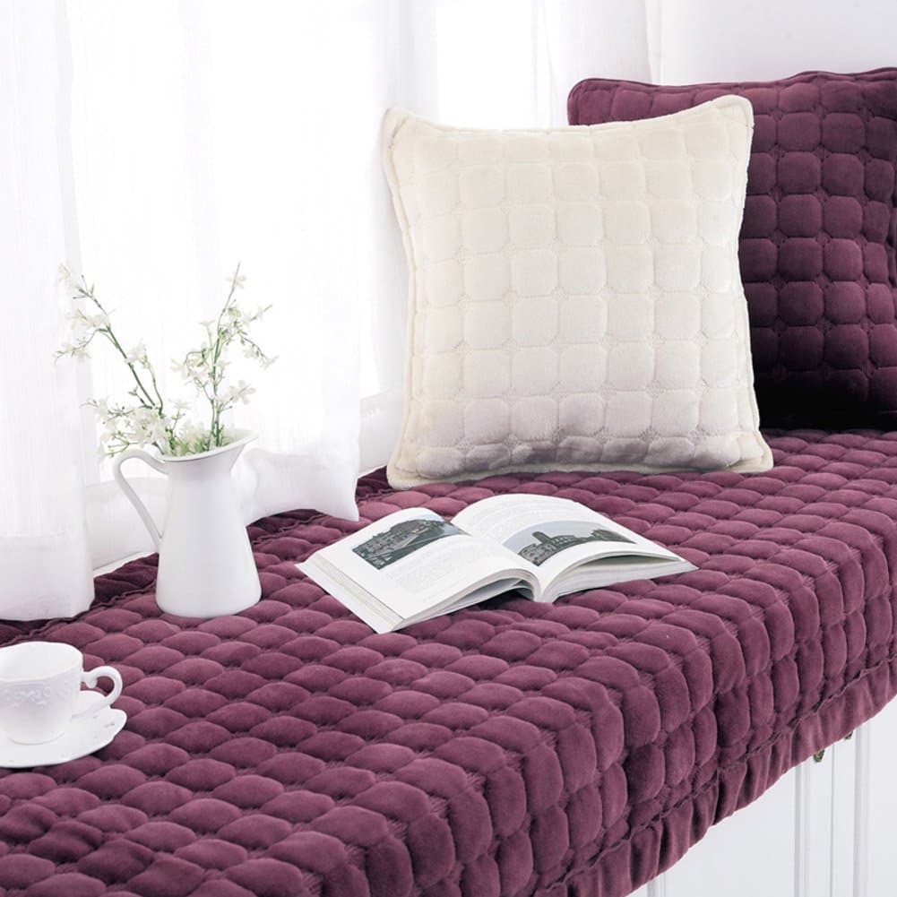 Bay window cushion,Window sill cushion modern floating window pad window bench mat sofa mat rug plush bay window cushion blanket non-slip mat for living room bedroom-C 50x135cm(20x53inch)