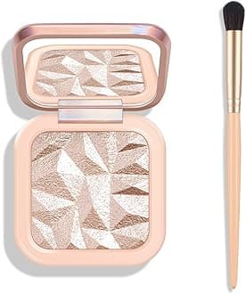 KYDA Face Highlighter Palette, High Glossy Face Illuminator Palette, Natural Glow Finish, Pearl Shimmer Smooth Baked Powder, Lasting Sparkling Rose Gold Highlighter Makeup-DAWN GLOW